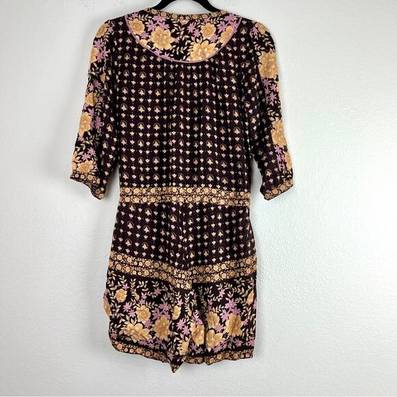 Spell | Desert Rose Boho Brown Tan Floral Playsuit Romper Small - Picture 6 of 9